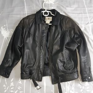 Mens leather biker style jacket
